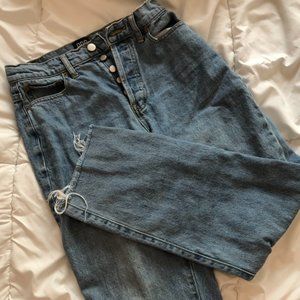 bdg slim straight jeans with distressed hem